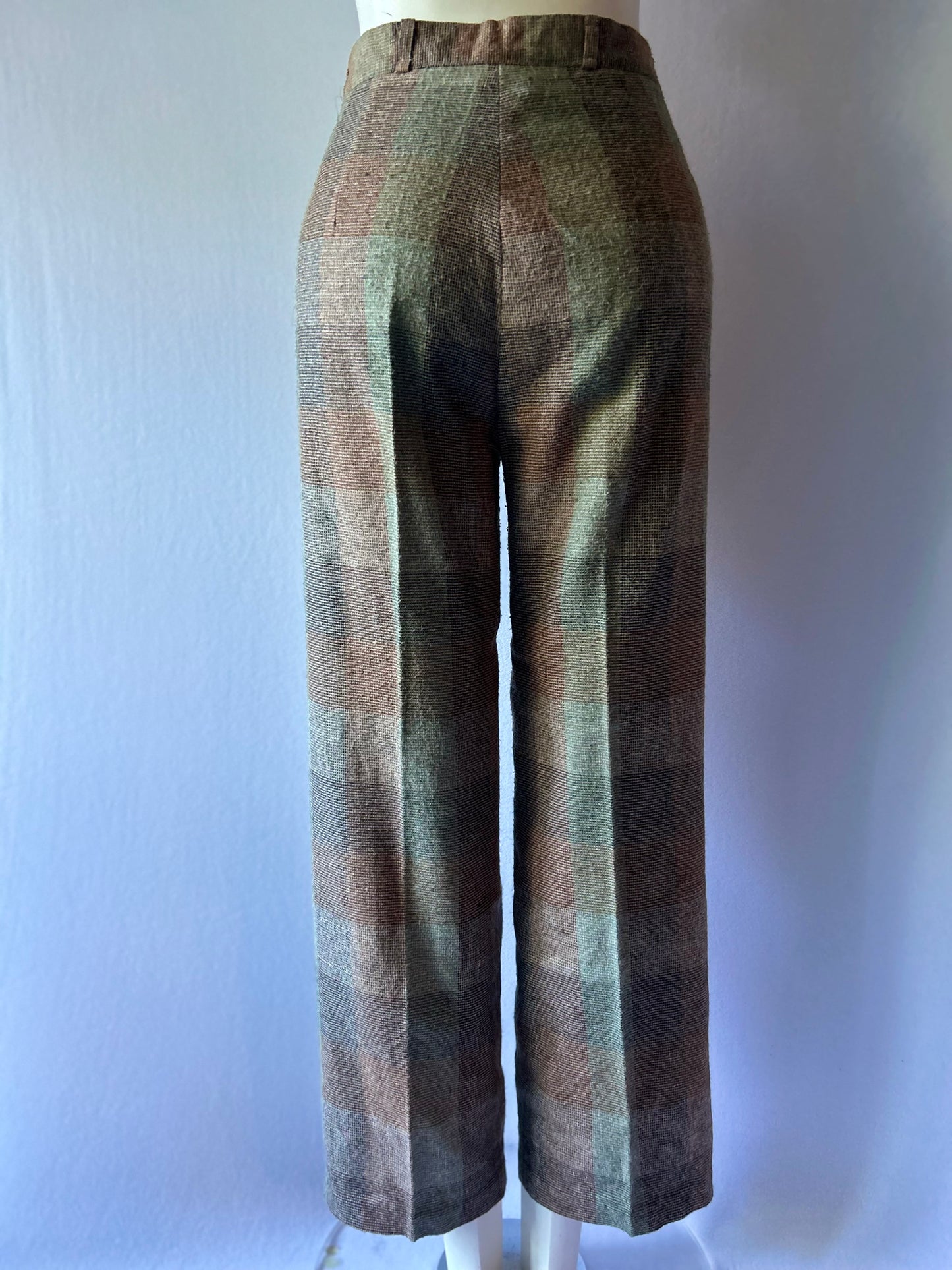 Katies Vintage High-Waisted Pleated Plaid Trousers - Size 8