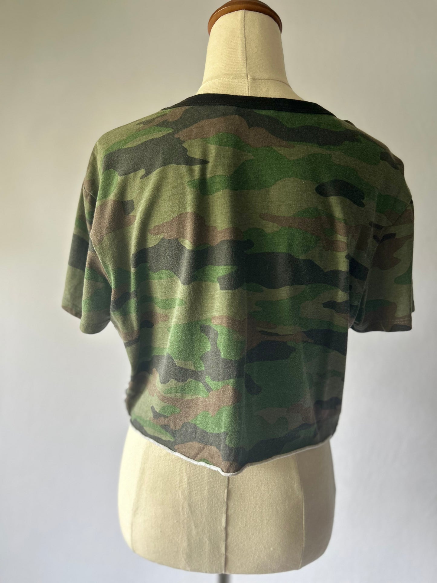 Cropped Camouflage Cotton Top – Size M