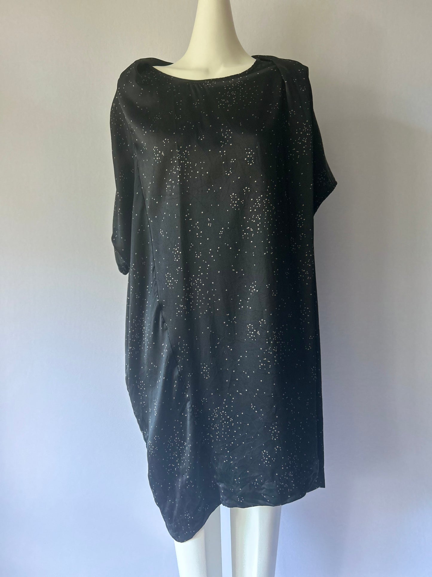Max 100% Silk Starburst Print Draped Dress - Size 16