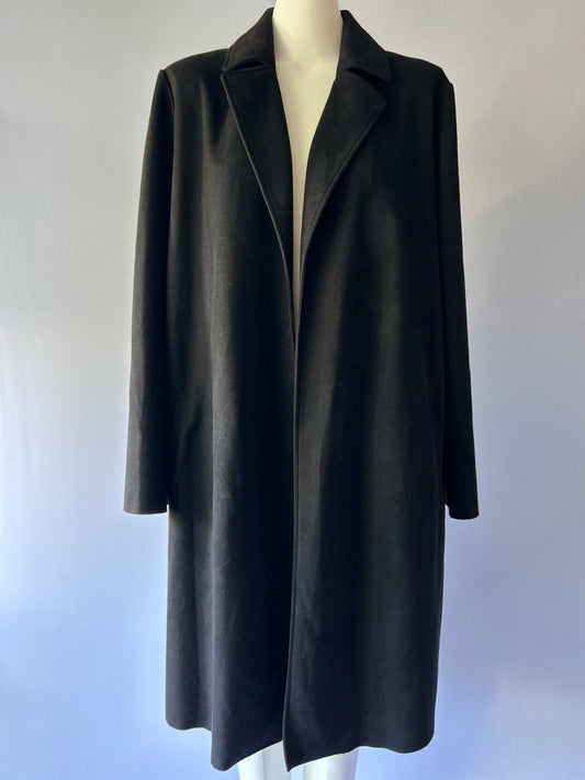 Zara Black Faux Suede Longline Coat - Size XL