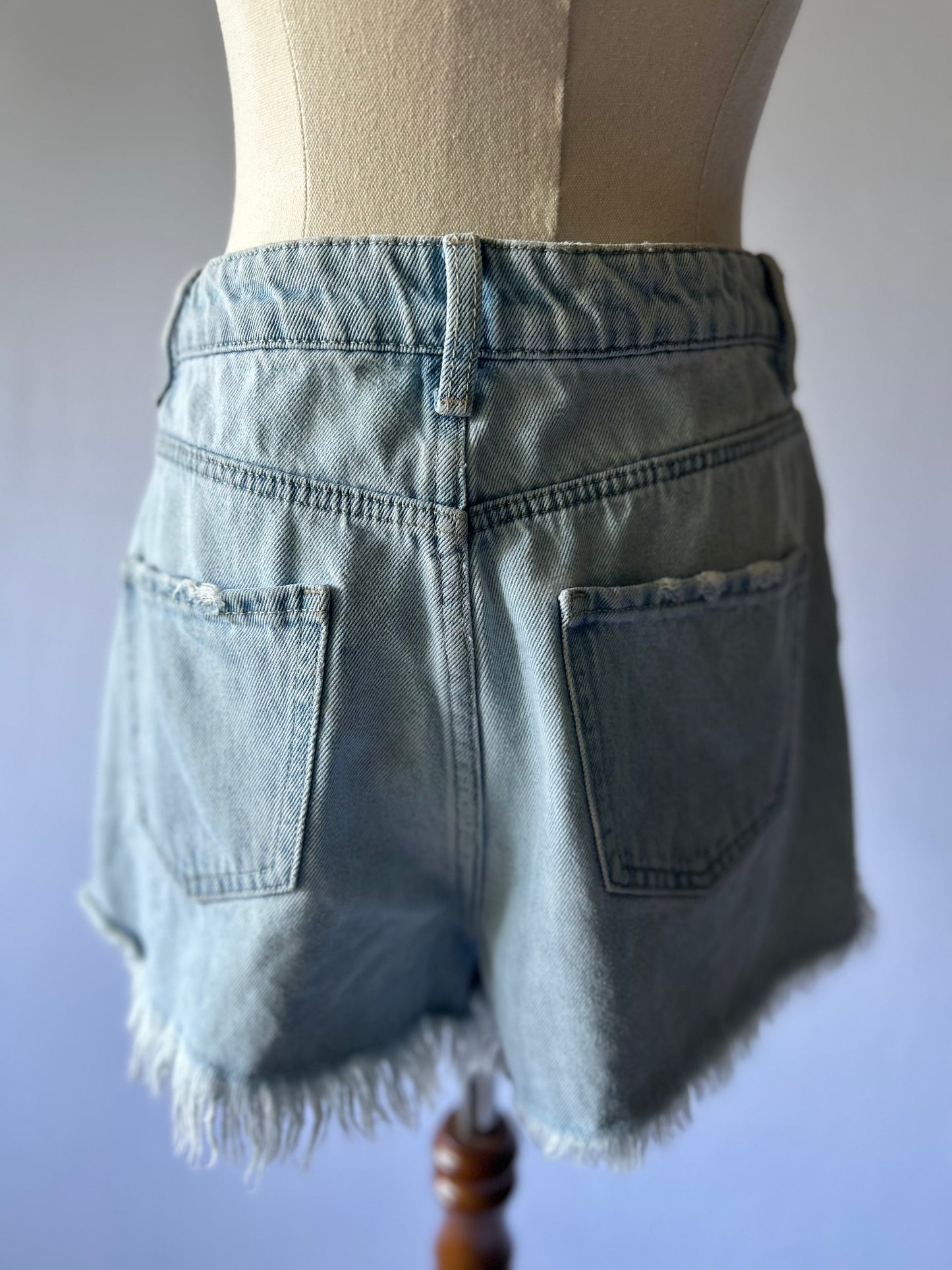 Light Wash High-Waisted Denim Shorts – Size 10