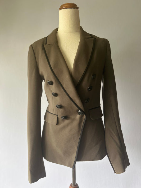 Green Double-Breasted Blazer – Size 6 – Tailored Fit – Polyester Viscose Blend
