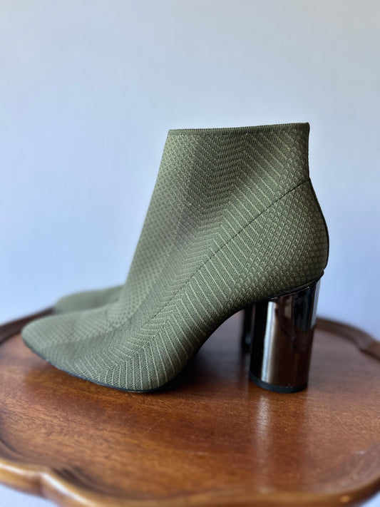 Zara Olive Green Knit Sock Boots - Size 37