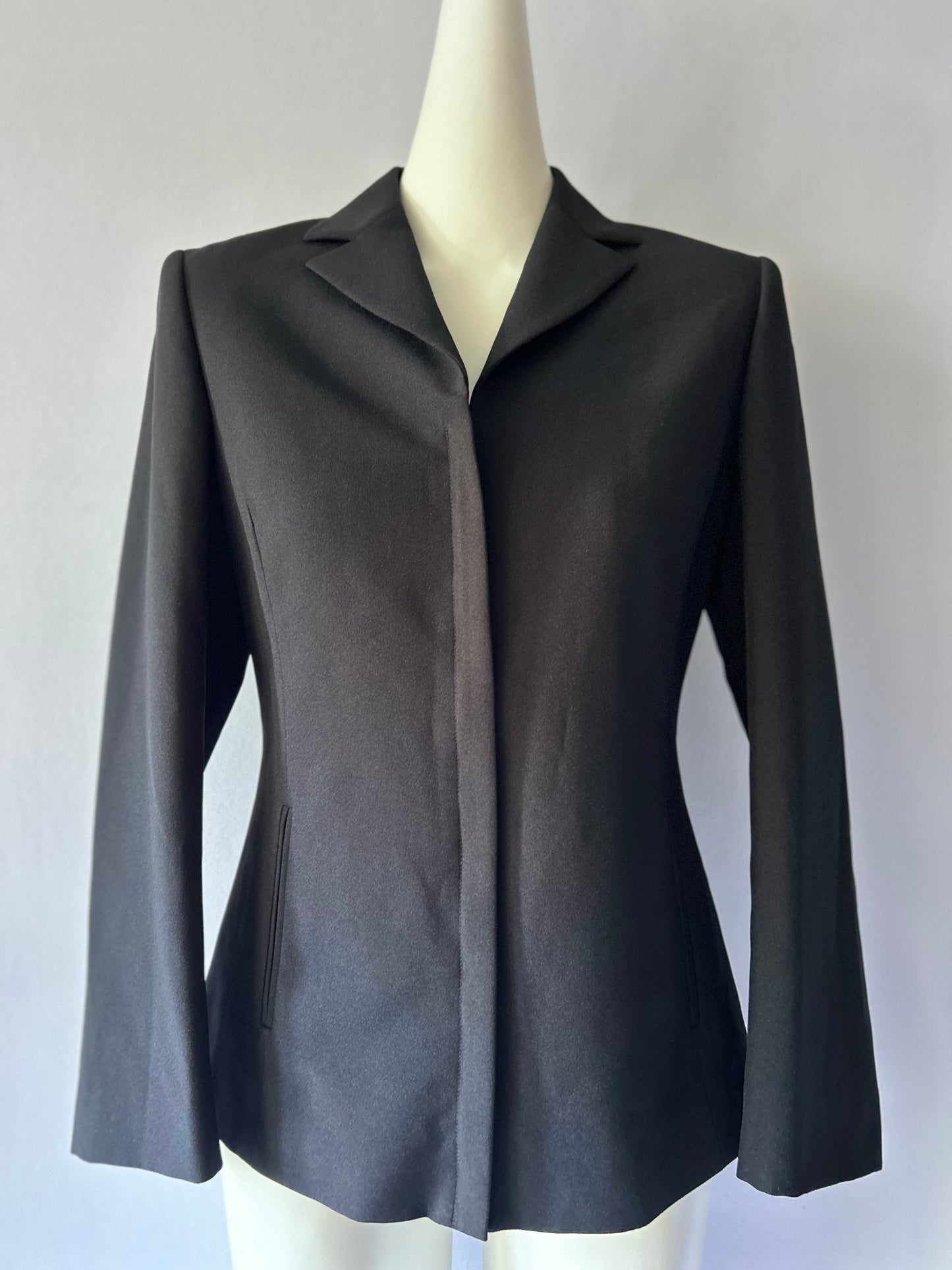 Black Structured Zip-Front Blazer - Size US 10 / EUR 42
