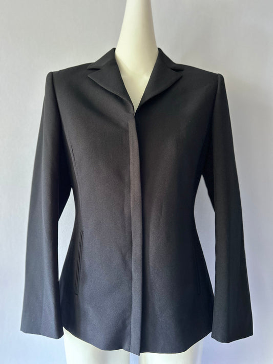 Black Structured Zip-Front Blazer - Size US 10 / EUR 42