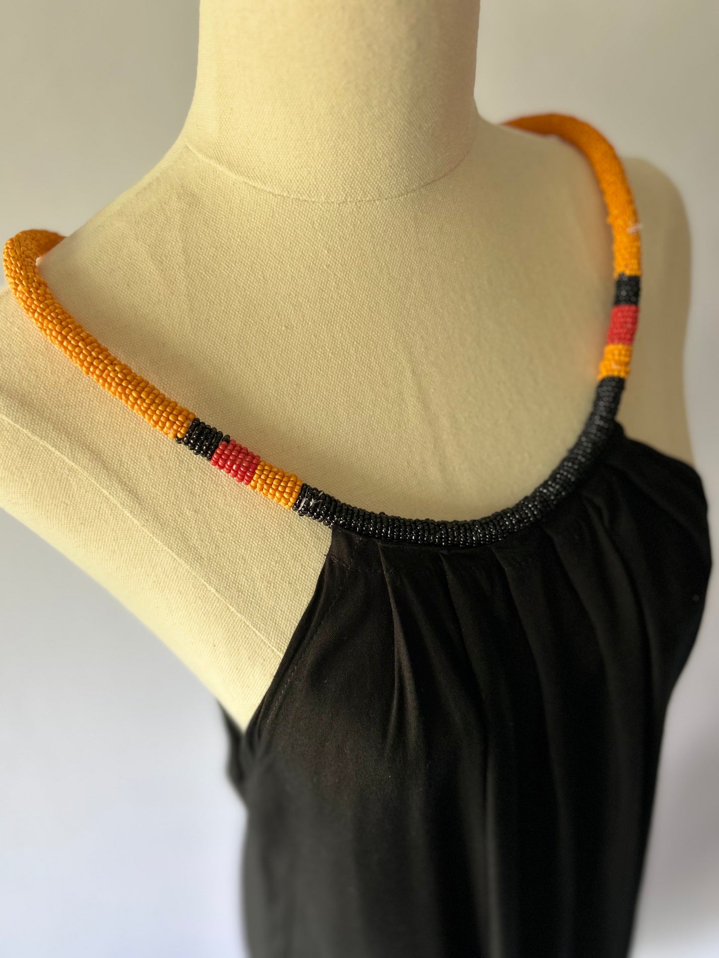 Black & Red Beaded Strap Dress – One Size (Fits M / 38–40)