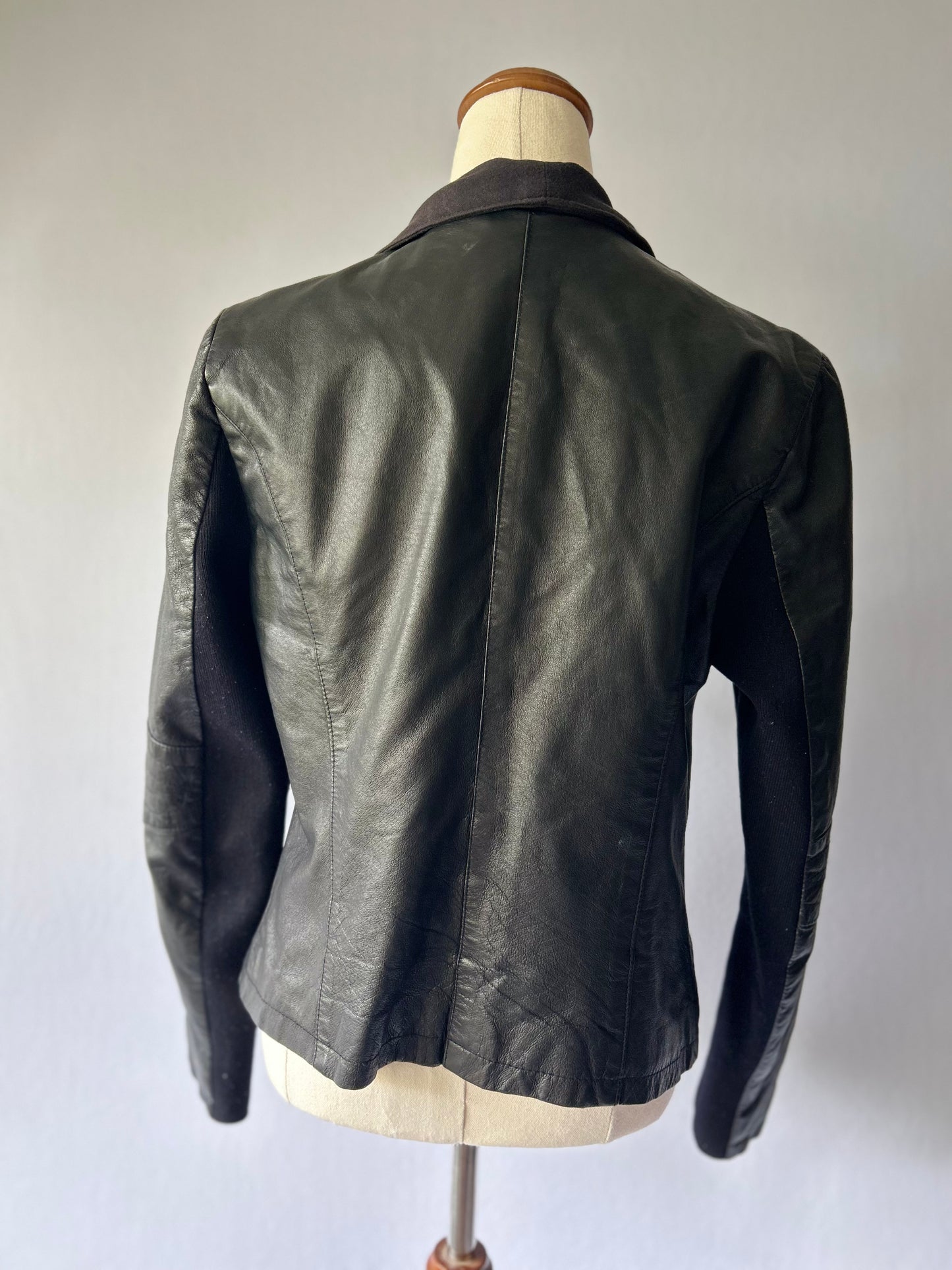 Just Jeans Mixed-Media Leather Waterfall Jacket – Size 12