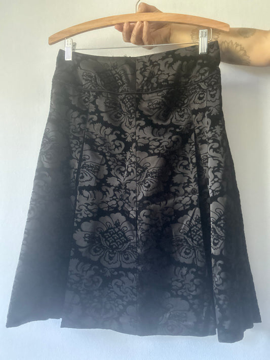 Ornate Damask Jacquard A-Line Skirt - Size 8