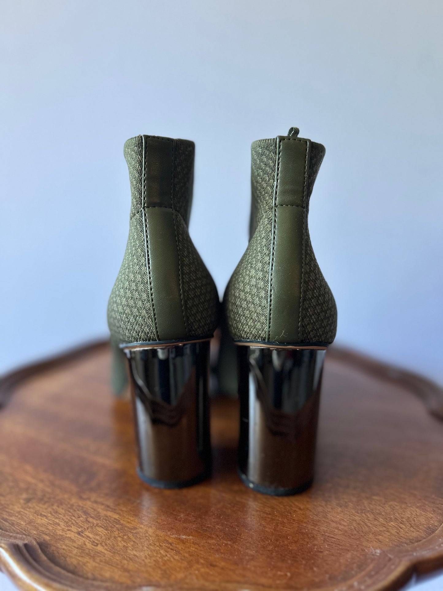 Zara Olive Green Knit Sock Boots - Size 37