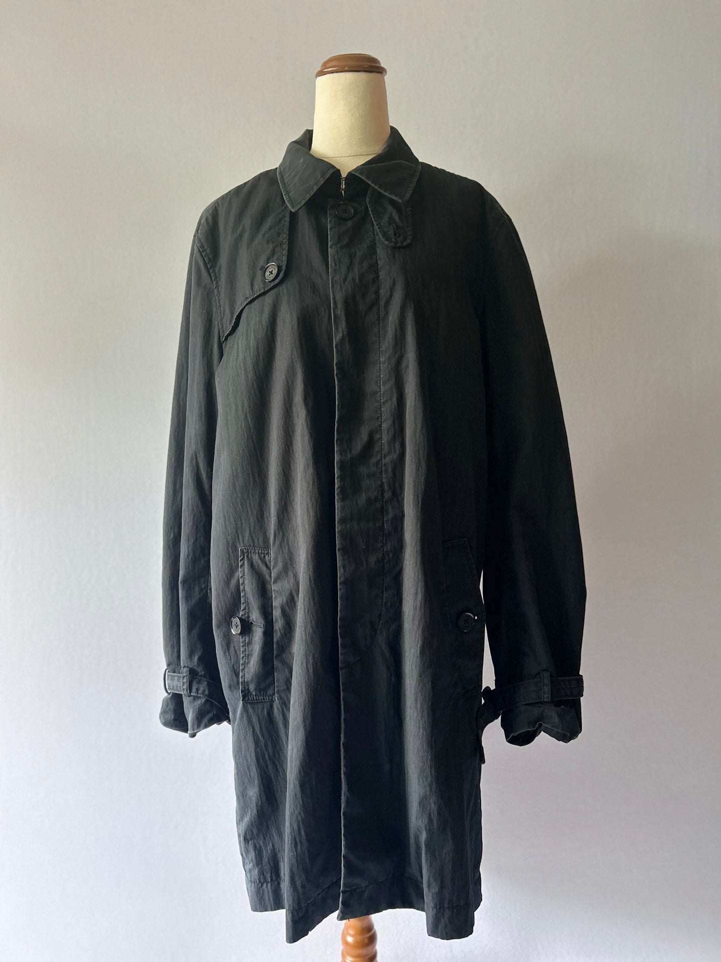 Marc's Black Cotton-Nylon Utility Trench Overcoat - Size L