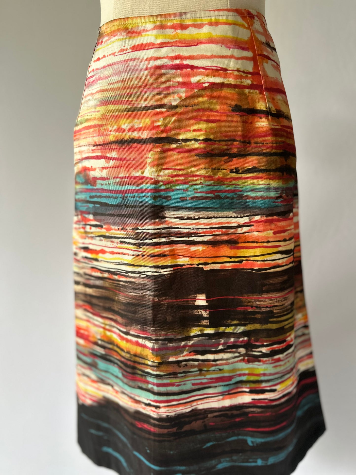JANE DANIEL’S Abstract Sunset Print Pencil Skirt - Made in NZ