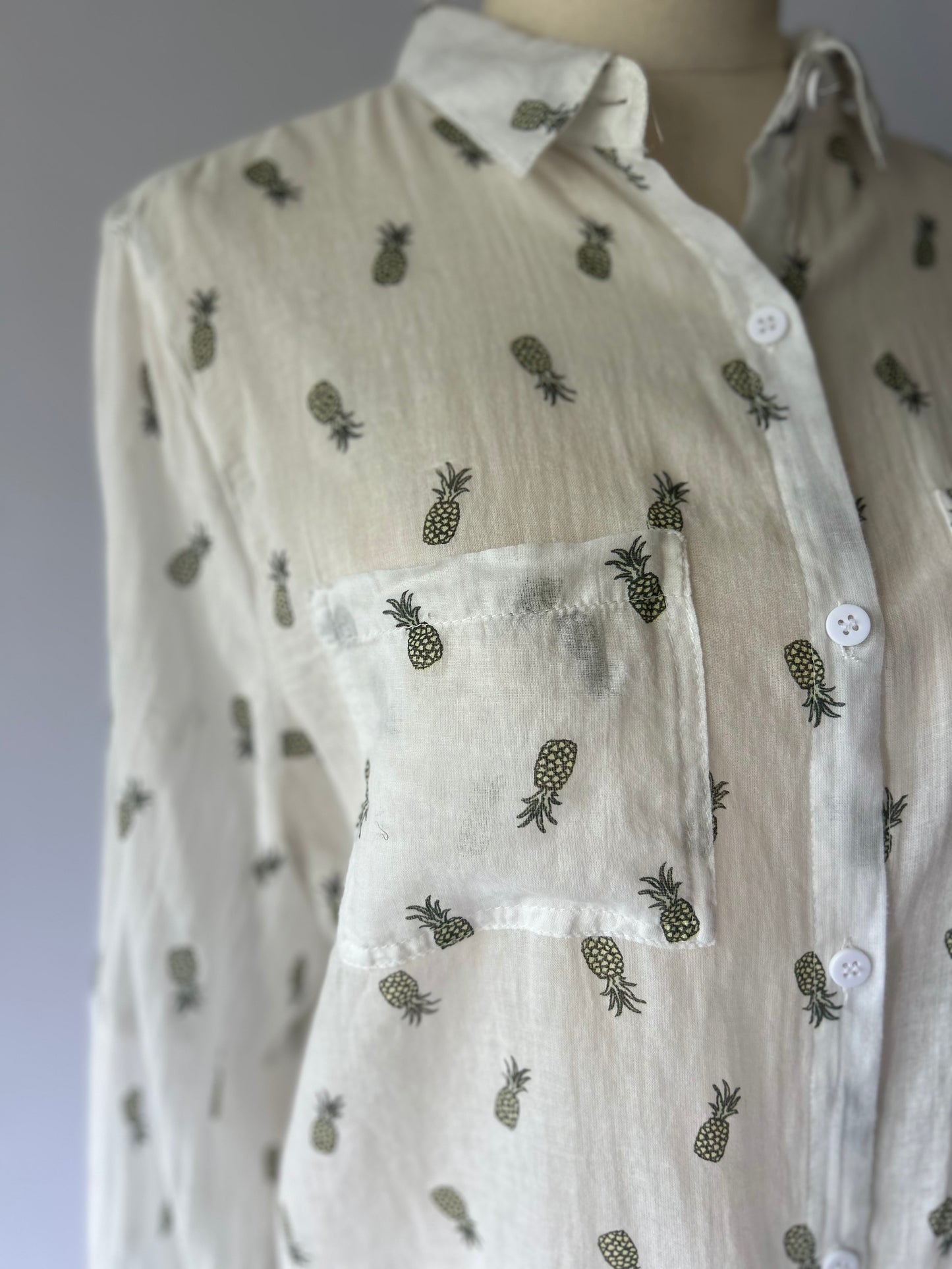 Cotton On Pineapple Print Shirt - 100% Cotton - Size Small