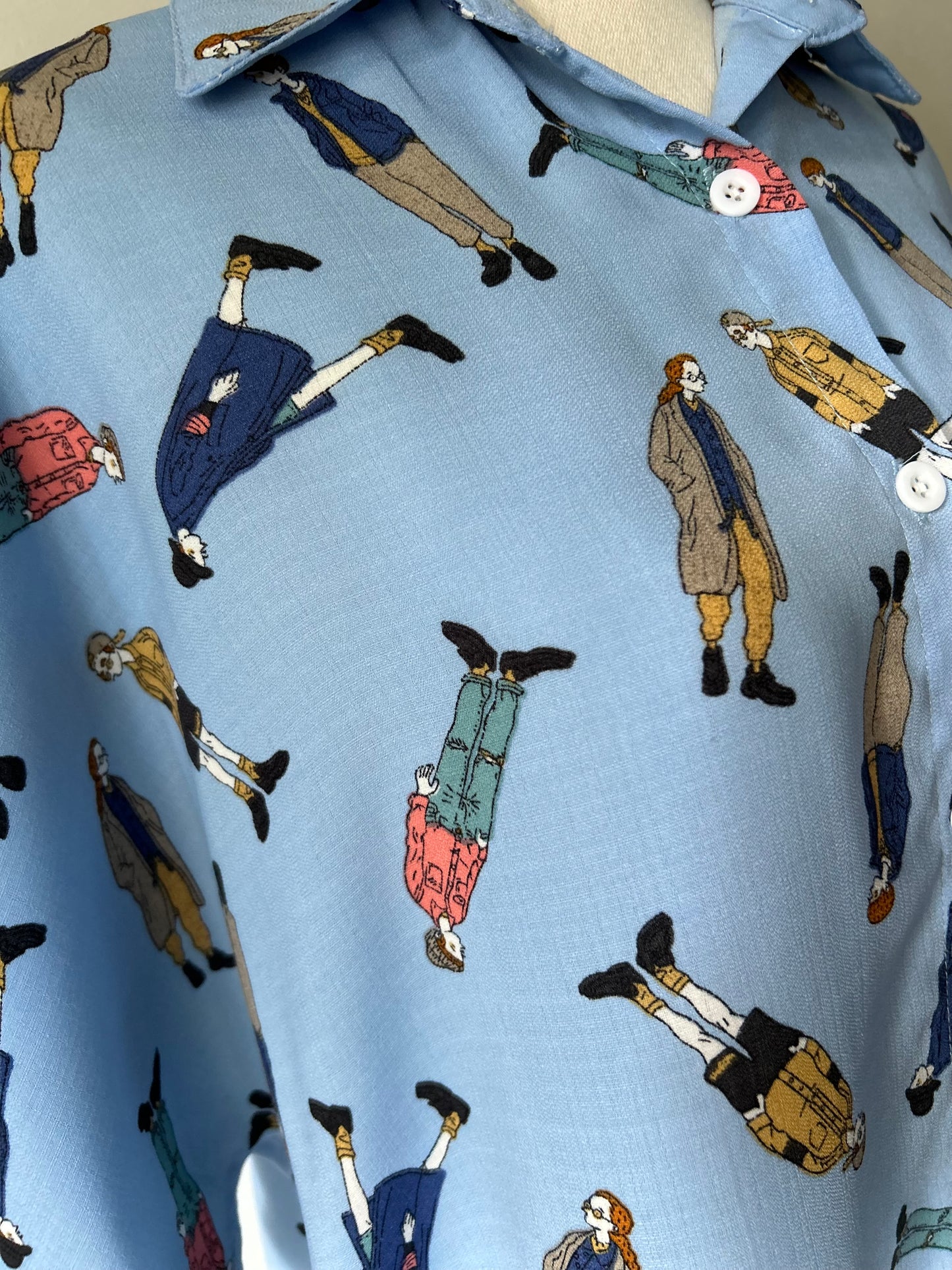 Playful People Print Shirt - Size M (Estimated)
