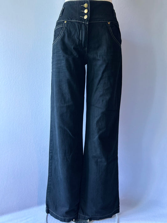 Petrena  High-Waisted Wide-Leg Denim Trousers (Made in NZ) - Size 10