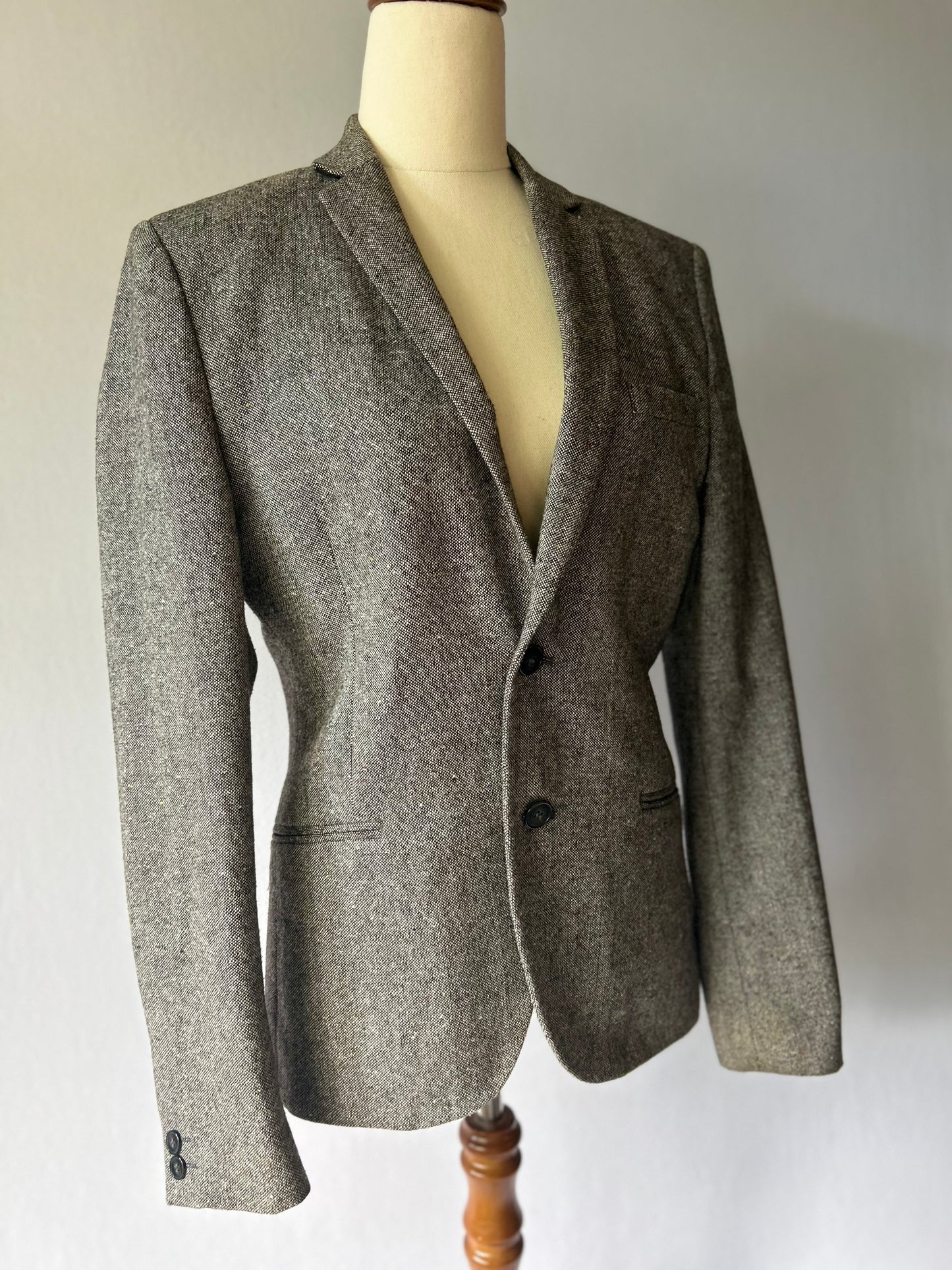 Structured Flecked Tweed Tailored Blazer - Size EUR 44 / US 34R