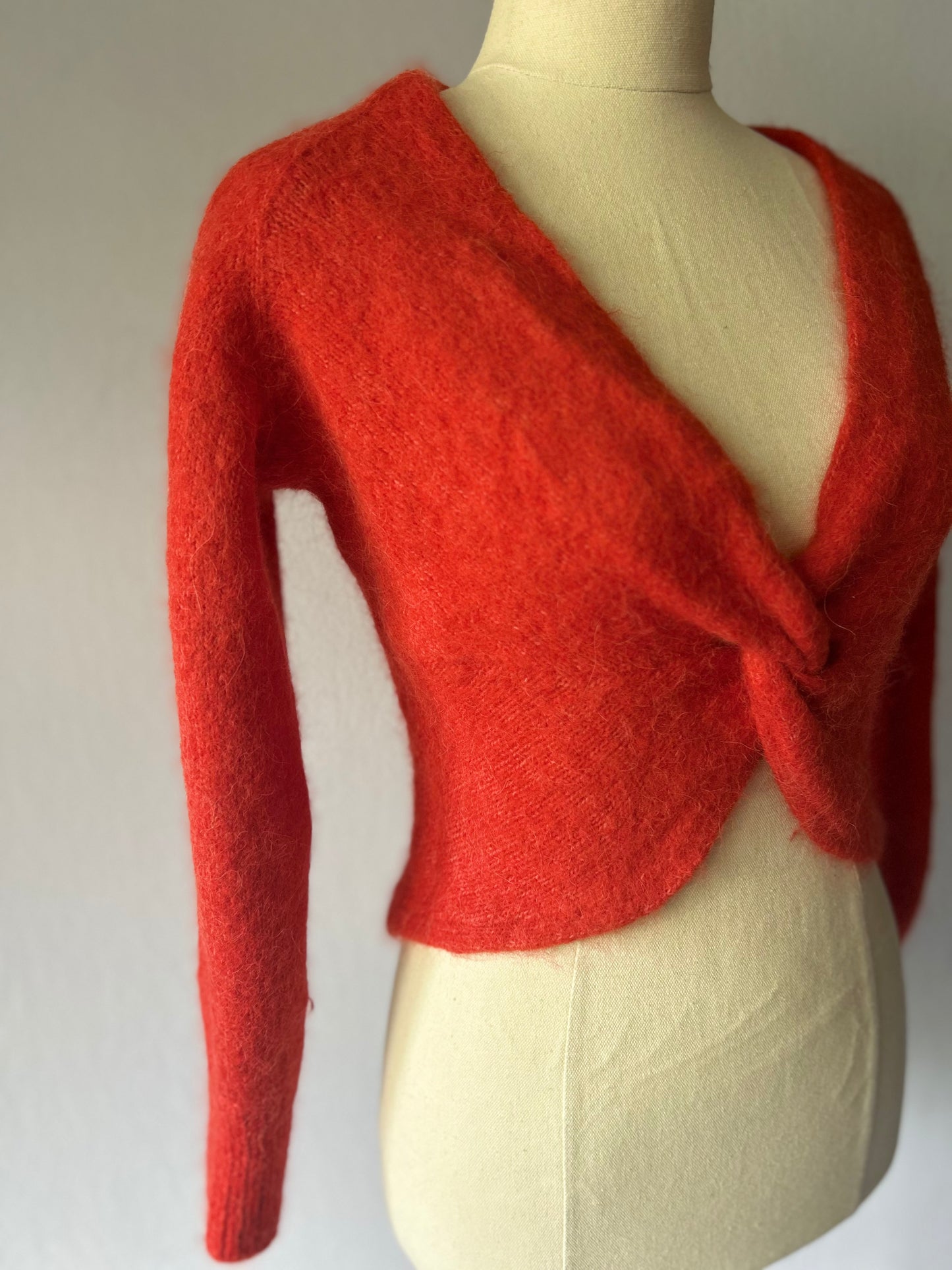 Seed Heritage Red Alpaca-Wool Blend Twist-Front Cardigan - Size XS