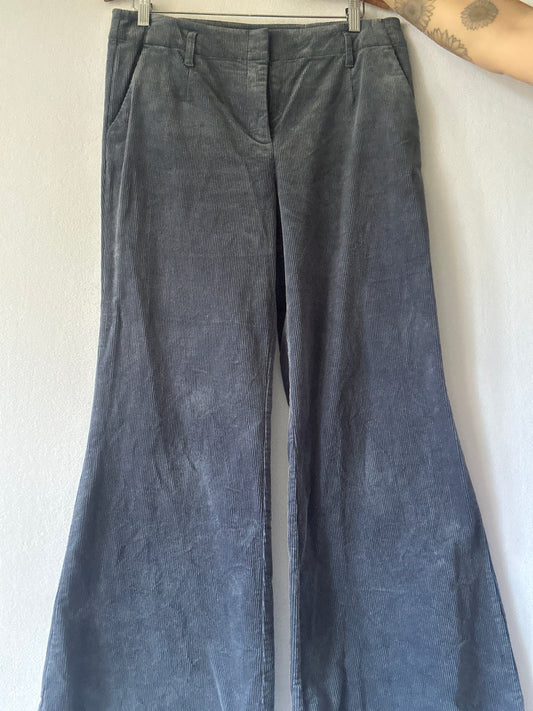 Storm Dusty Blue Corduroy Wide Leg Trousers - Size 12