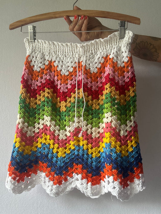 Handmade Colourful Cotton Crochet Skirt – Size S/M | Made by Mum
