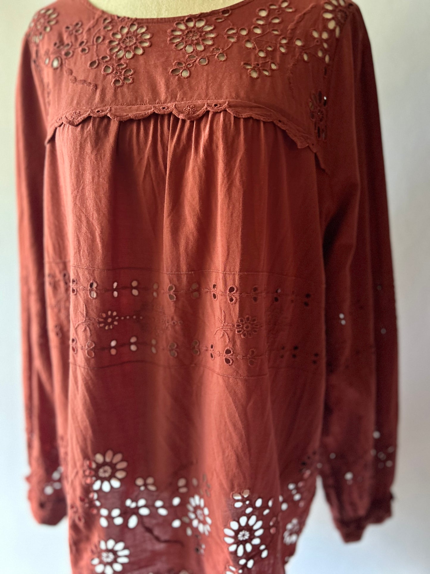 Whistles Broderie Anglaise Cotton Blouse - Size 16