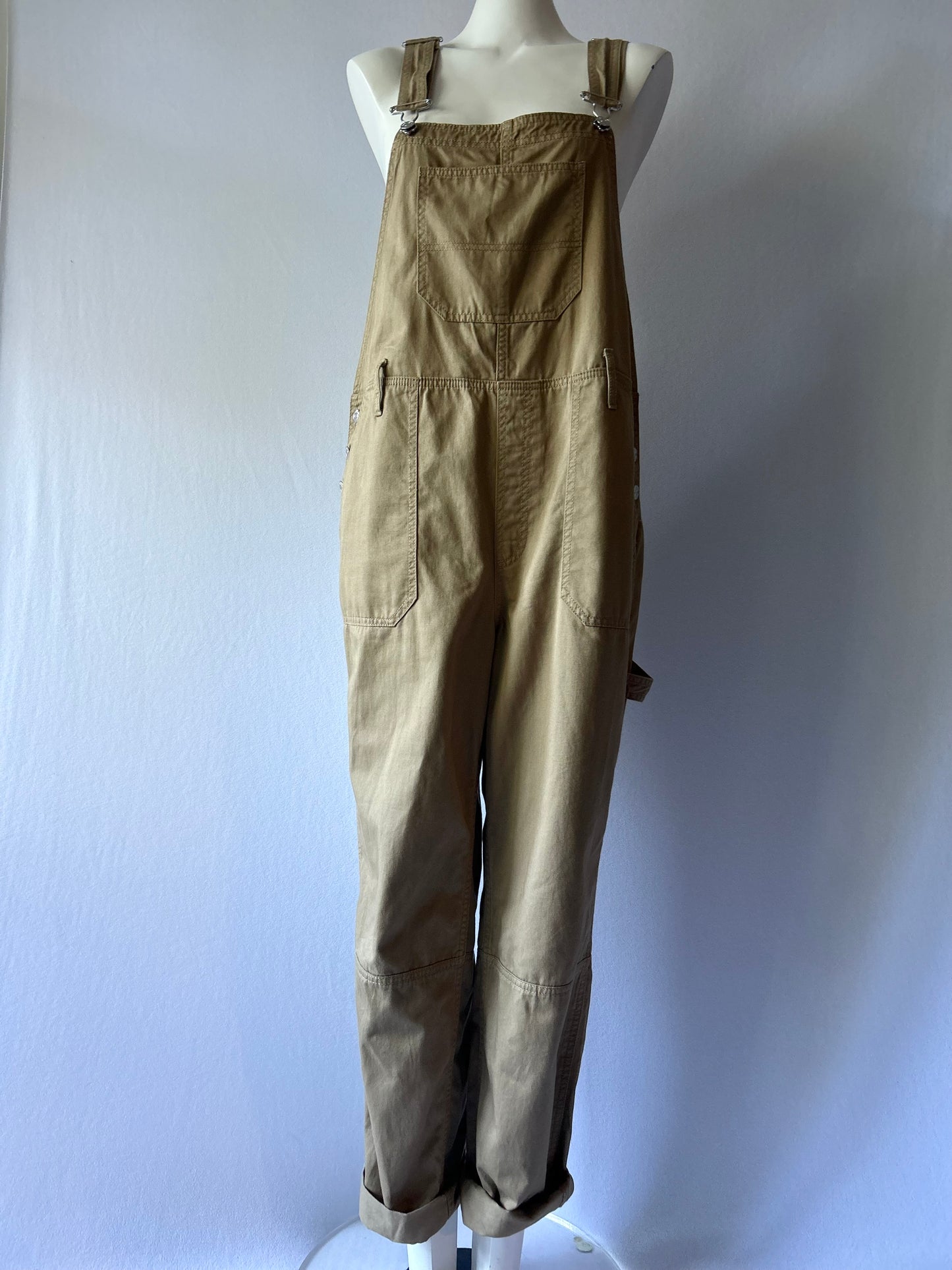 Khaki Tan Cotton Utility Overalls - Size EUR 42 / US 10