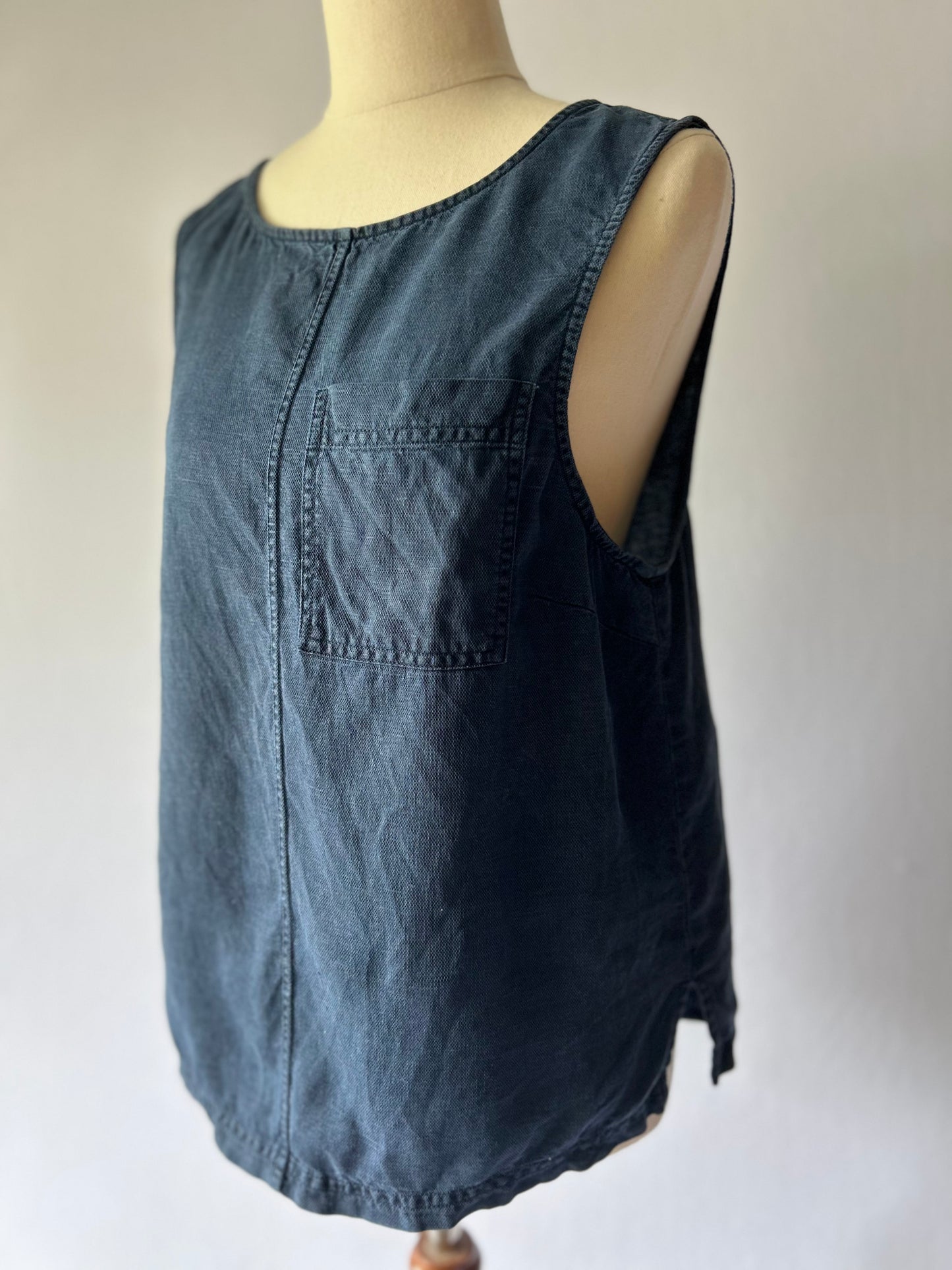 Gorman Tank top Size 10 Navy Linen Blend