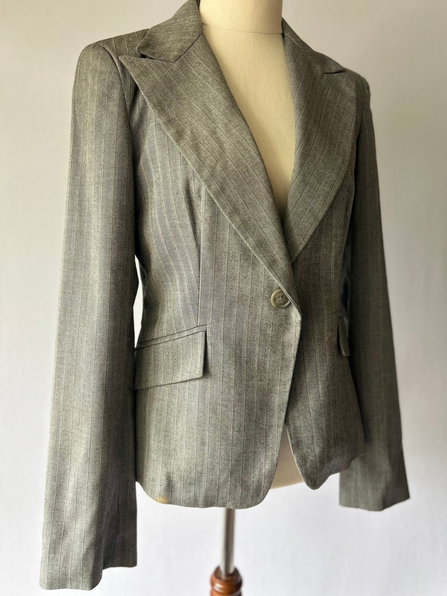 Warehouse Grey Pinstripe Blazer – Size 10