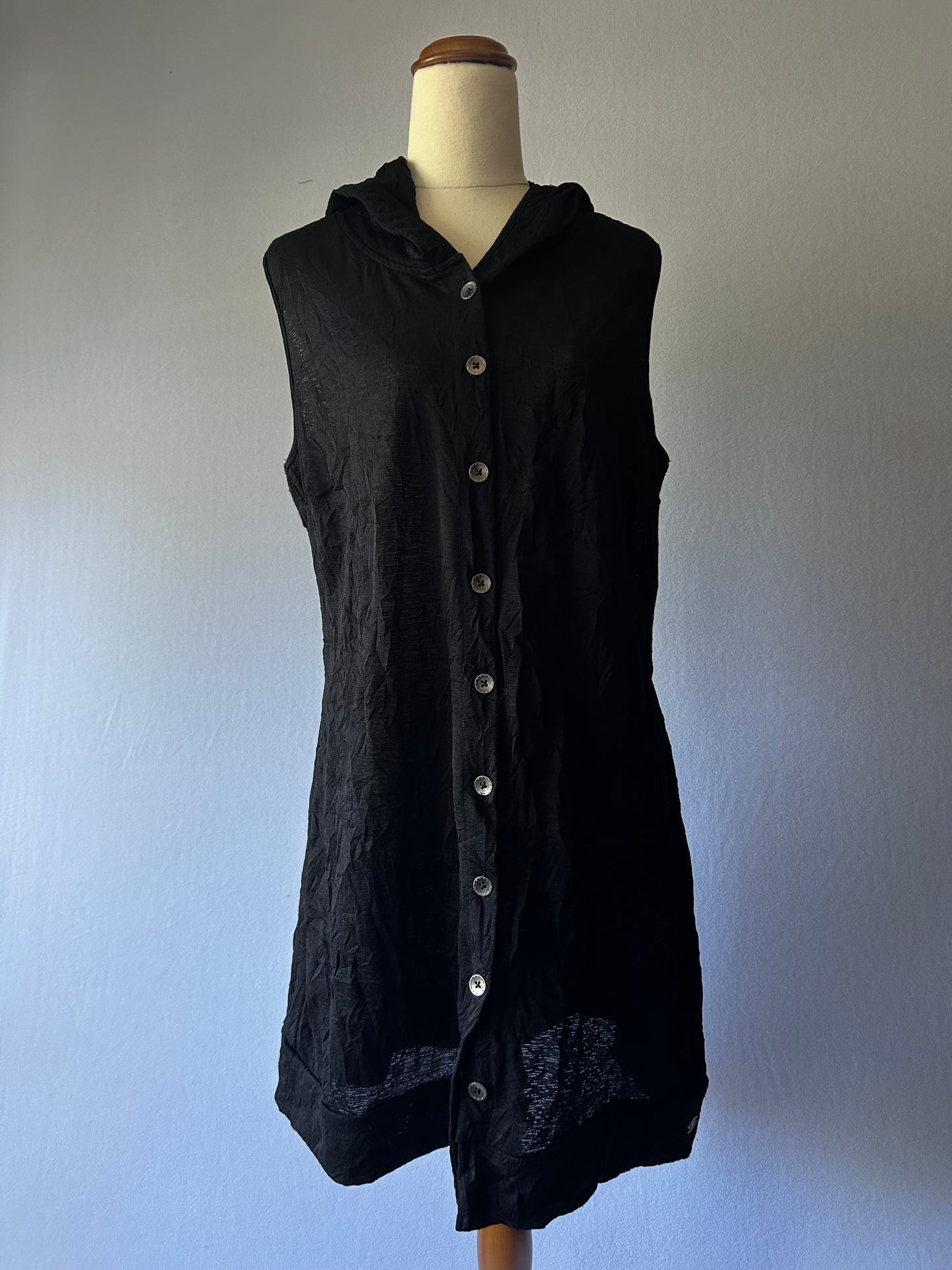Black Long Vest with Hood – Size Small