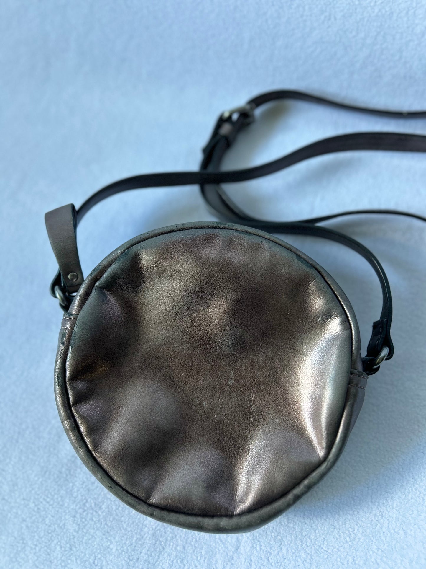 Round Woven Crossbody Bag – Dark Brown