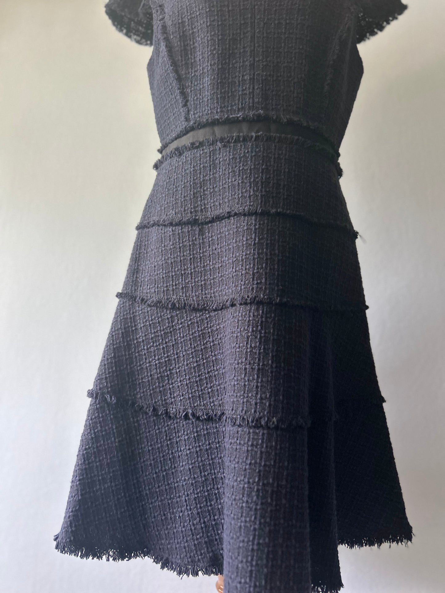 Rebecca Taylor Textured Tweed Fringed Dress – Size 8