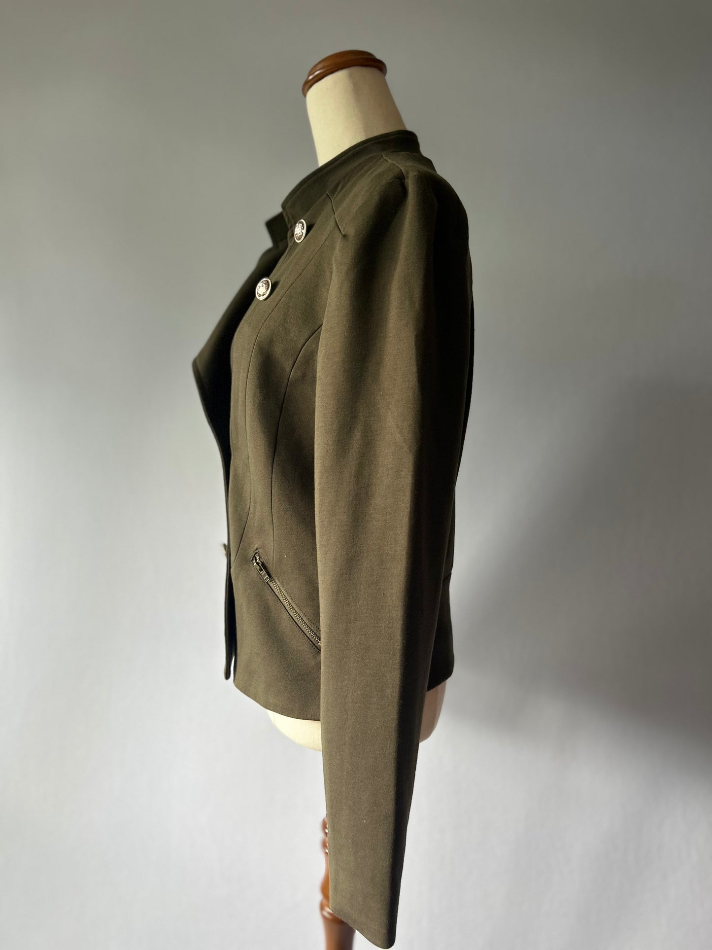 Olive Green Military Style Button Jacket - Size XL