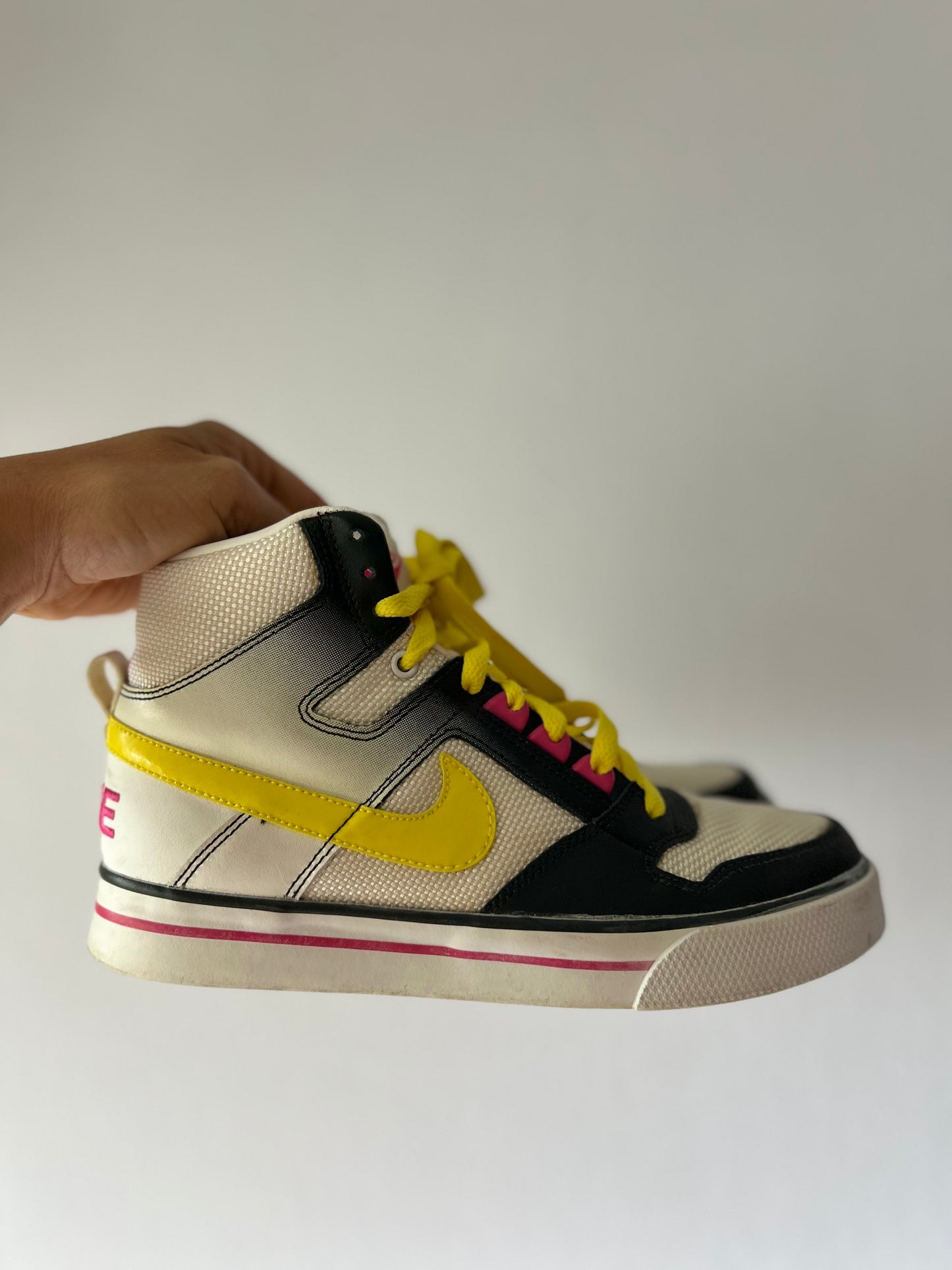 Nike High-Top Sneakers - Black, White & Neon Accents (US 8 / EUR 39)