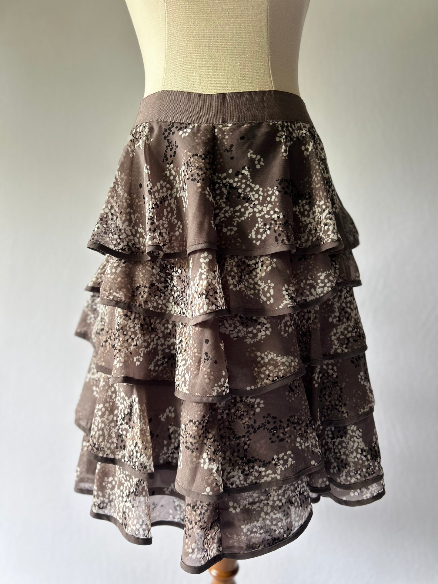 Brown Layered Ruffle Skirt Size 8