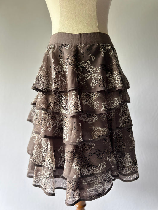 Brown Layered Ruffle Skirt Size 8
