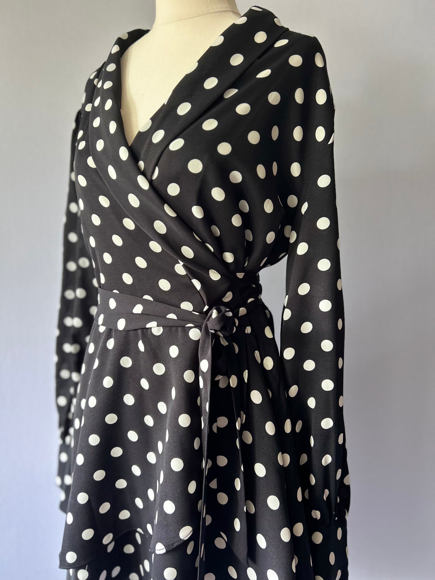 Pia Polka Dot Ruffle Wrap Dress – Size S
