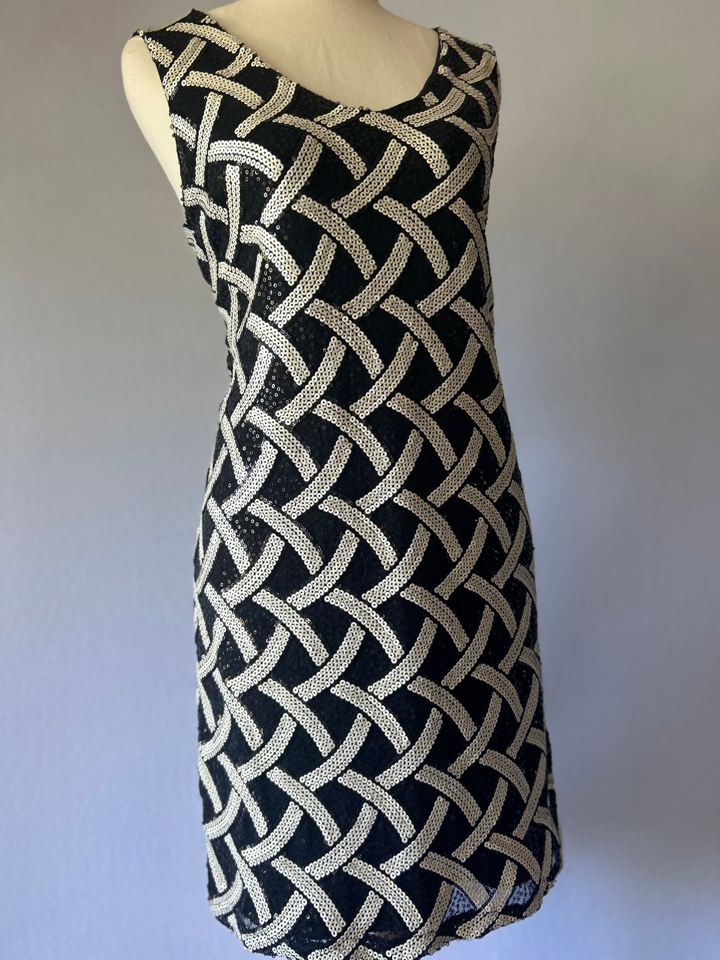 Black Sequin Pattern Dress – Size M