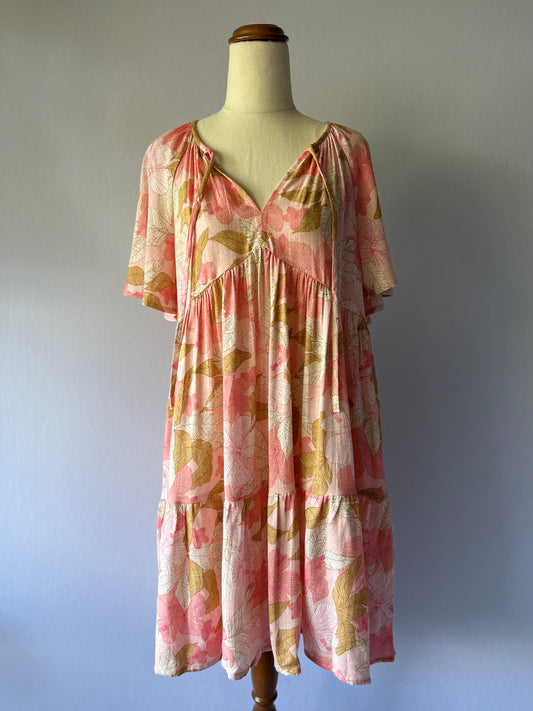 New With Tags Floral Tiered Summer Dress - Pink & Sage - Size 6
