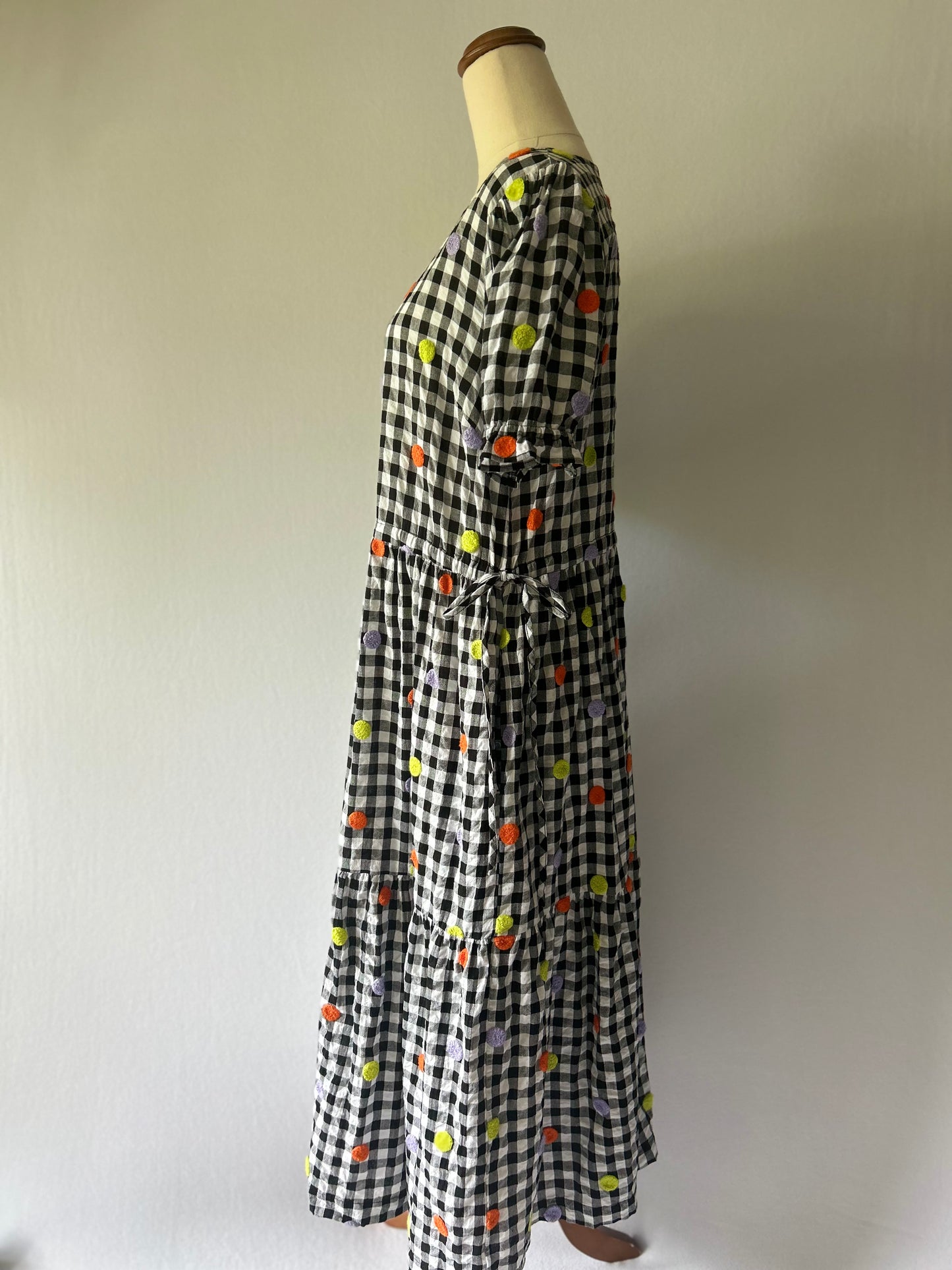 Gorman Polka Spot Gingham Dress - 100% Organic Cotton - Size 10