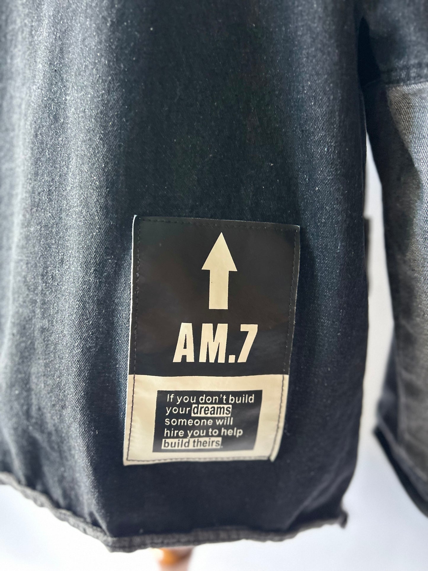 Two-Tone Panelled Denim Utility Overshirt - Black & Grey - Size XL