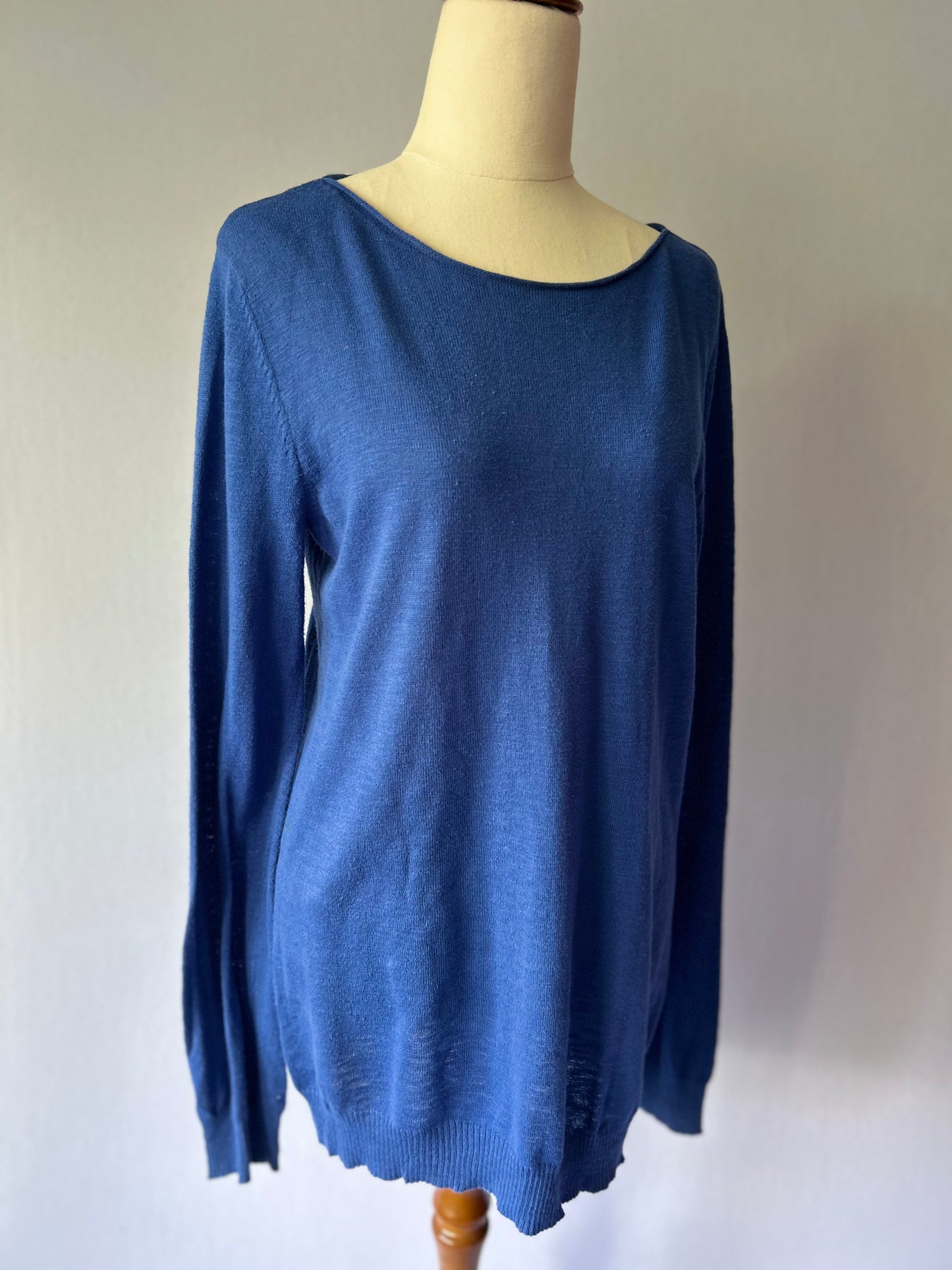Classic Cornflower Blue Cotton Knit Sweater – Size S