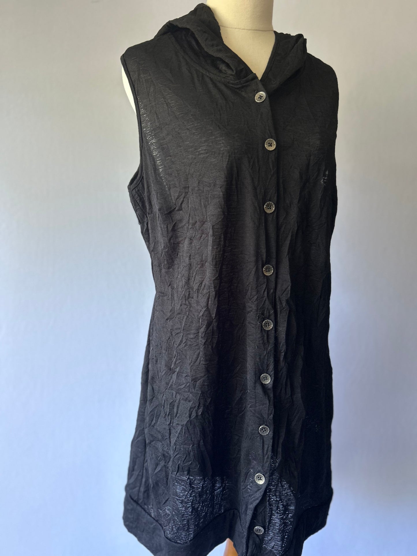 Black Long Vest with Hood – Size Small