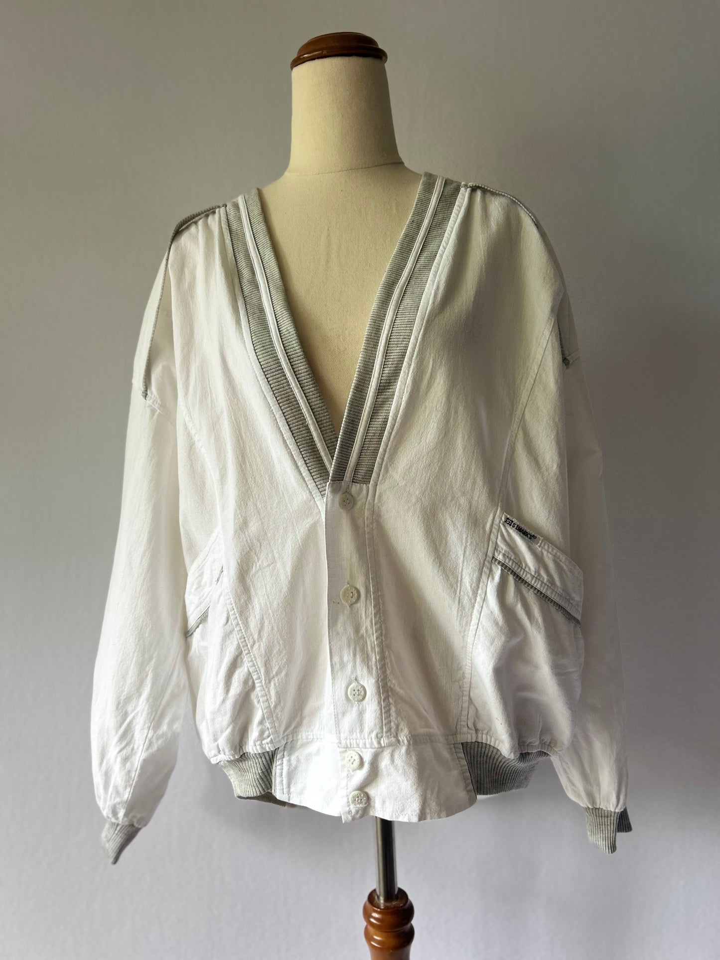 Vintage-Style Cotton Varsity Bomber Jacket - Size M