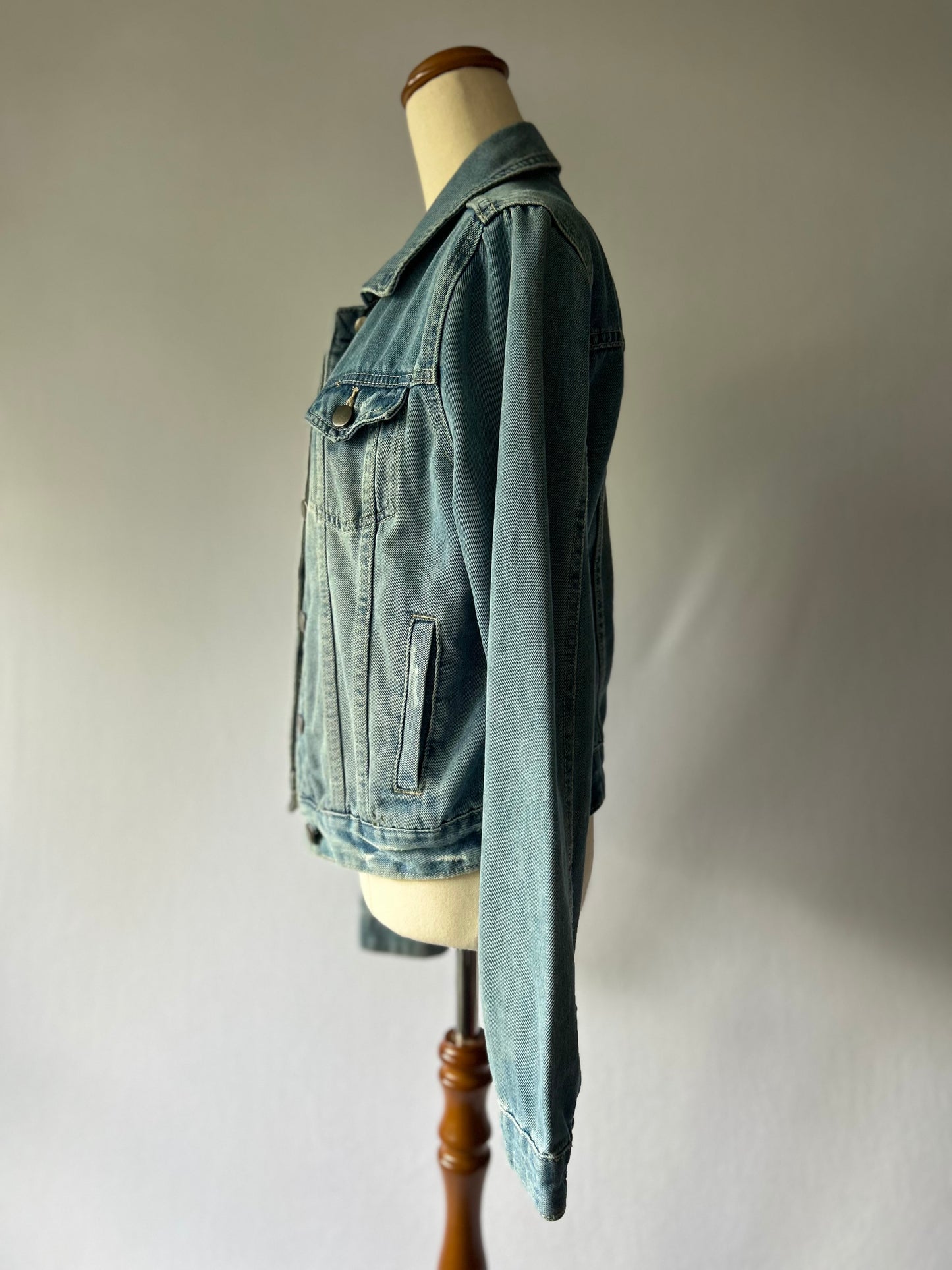 Classic Mid-Wash Soft Denim Jacket - Size 12