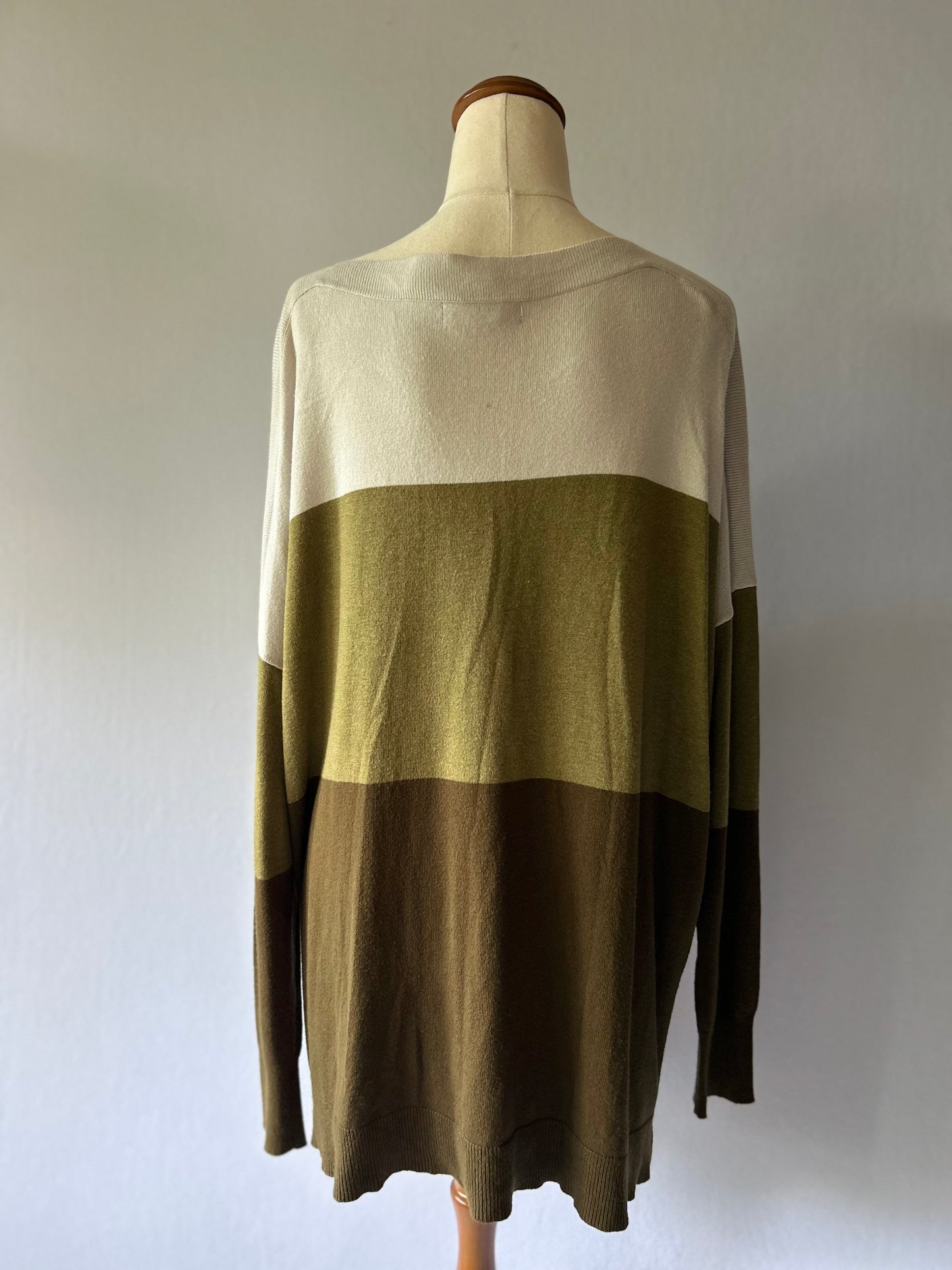 Earthy Color-Block Knit Sweater - Size L