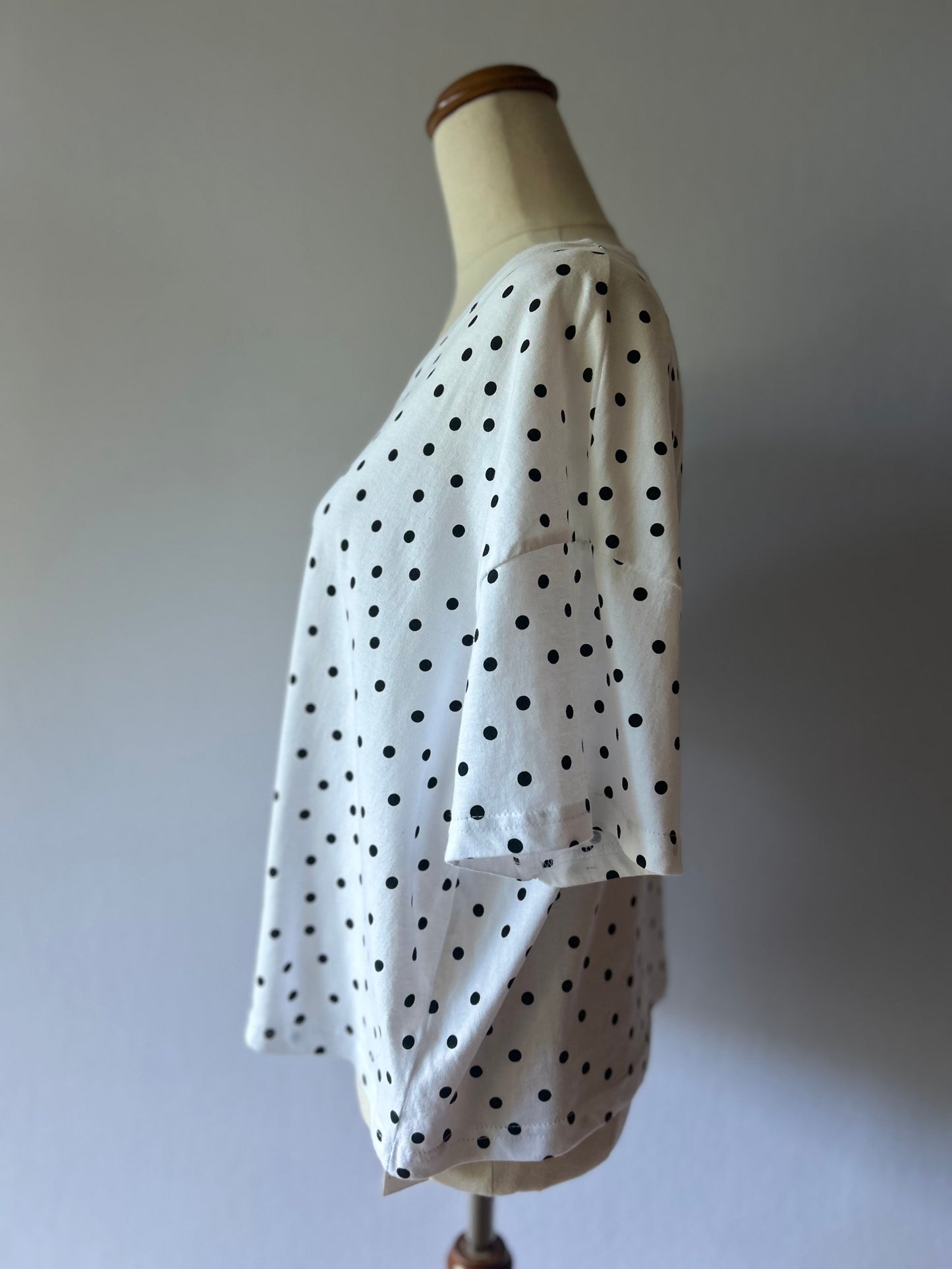Classic Polka Dot Cotton Boxy Tee - Size XL