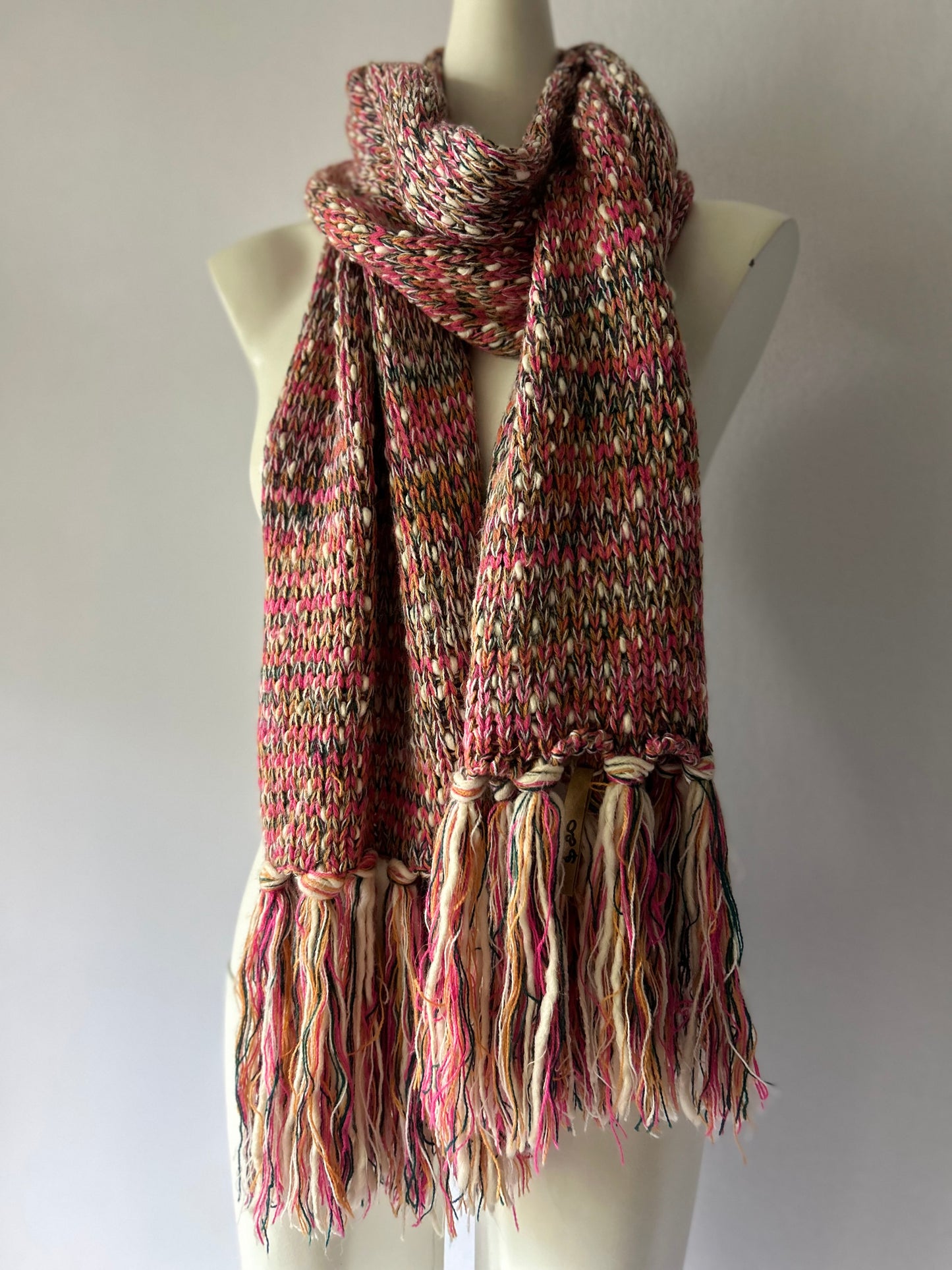 Rubi Chunky Multi-Color Knit Scarf with Tassels - One Size
