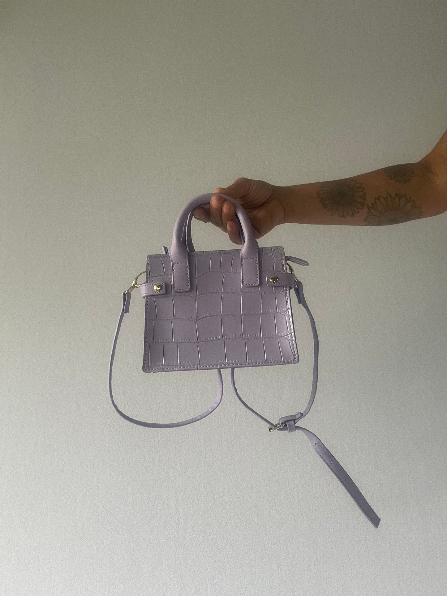 Lilac Croc-Effect Mini Handbag - PVC/Polyester - One Size