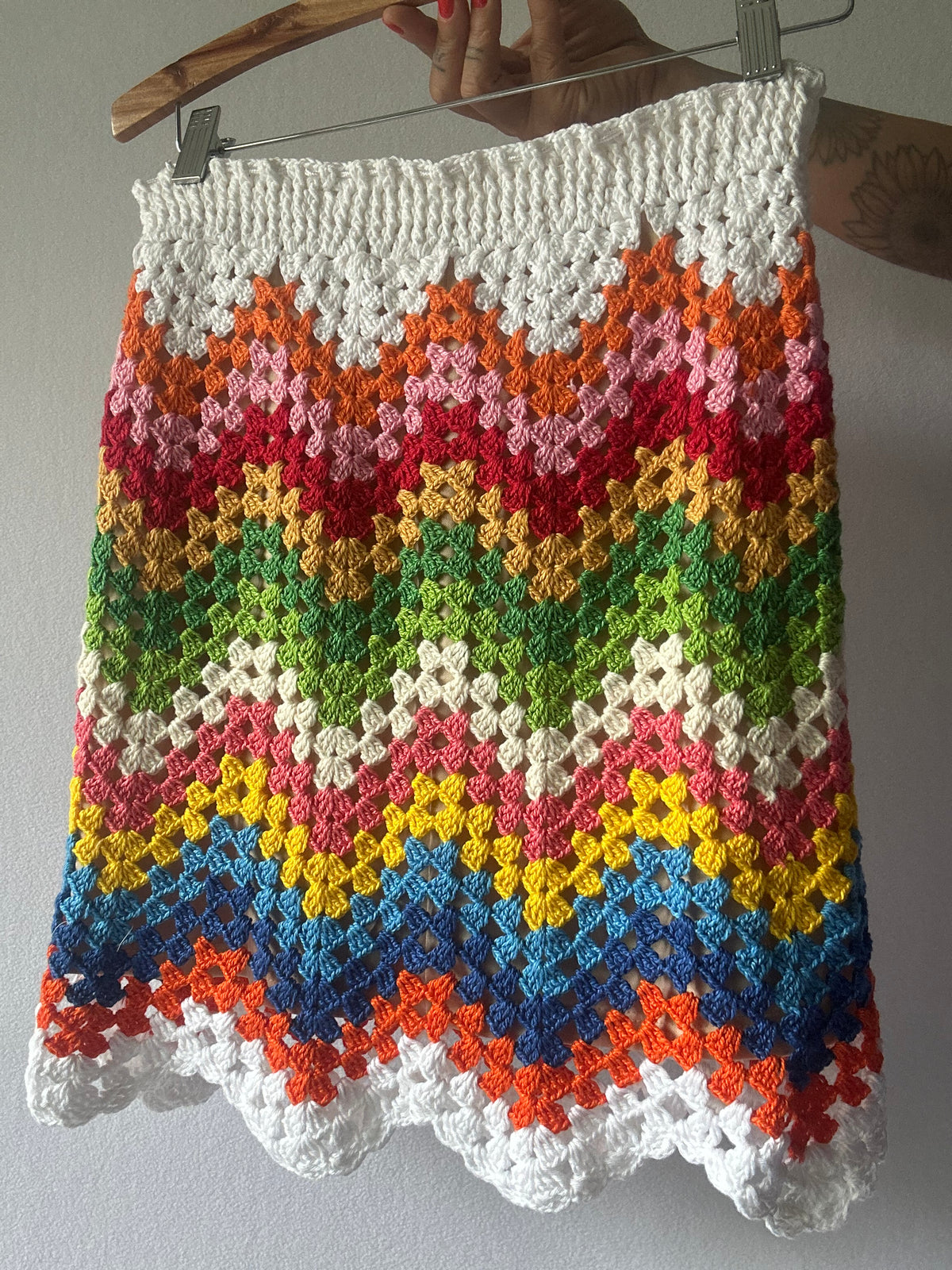 Handmade Colourful Cotton Crochet Skirt – Size S/M | Made by Mum