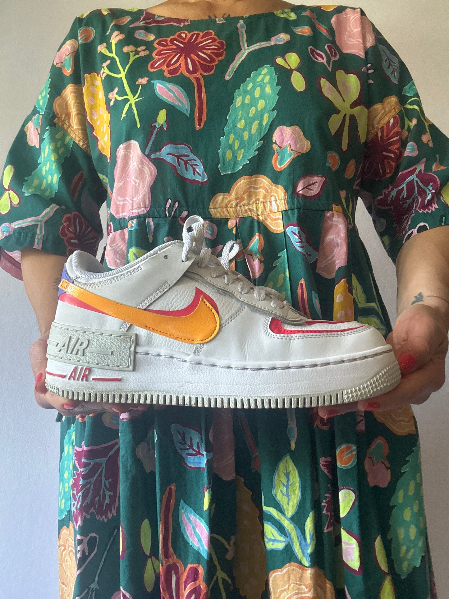 Nike Air Force 1 White with Orange, Pink & Purple Details – US 8 / UK 5.5 / EUR 39