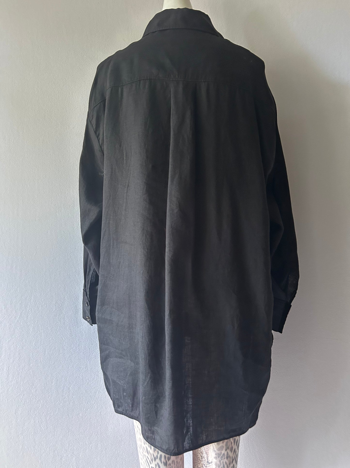 COS Oversized Black Linen Long Shirt - Size 38