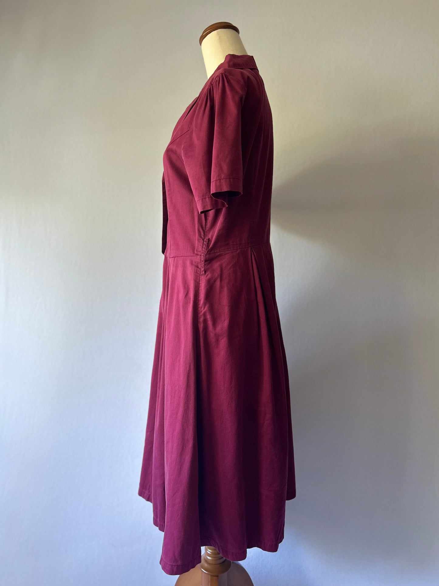 Princess Highway Berry Wine Cotton Button-Down Dress - Size 10